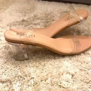 Simmons clear/ nude heels